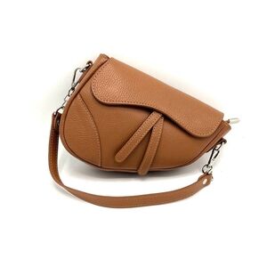 Tan Leather Saddle Shoulder Bag - Unbranded